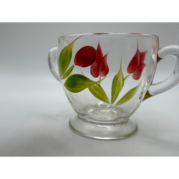 Vintage Bartlett Collins Sugar Bowl Red Tulips Flowers Gay Fad 50s Vintage - Picture 3 of 5